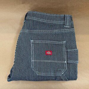 🛠️  Dickies Women's Relaxed Fit Hickory Stripe Carpenter Pants Size 10 🧰